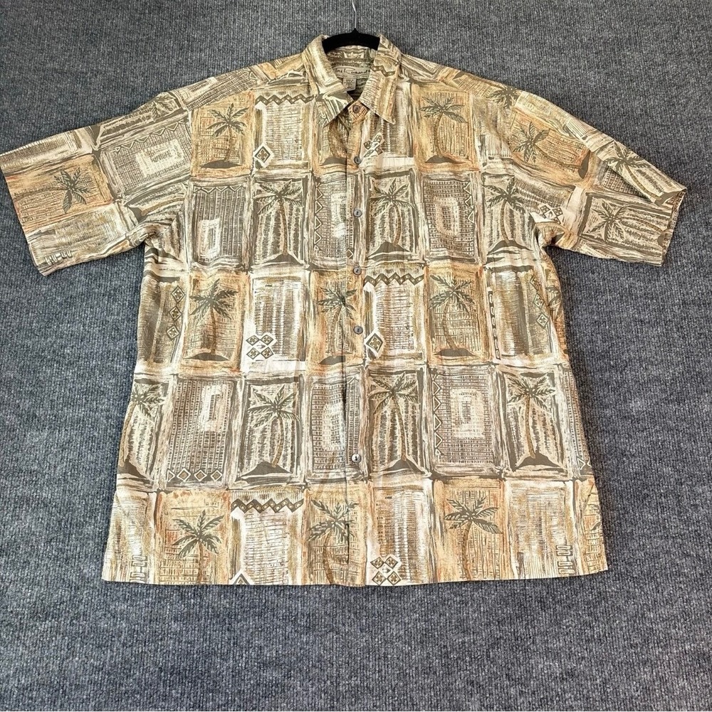 Tori Richard Men's Large Cotton Lawn Hawaiian Shirt Made in Hawaii Palm Print